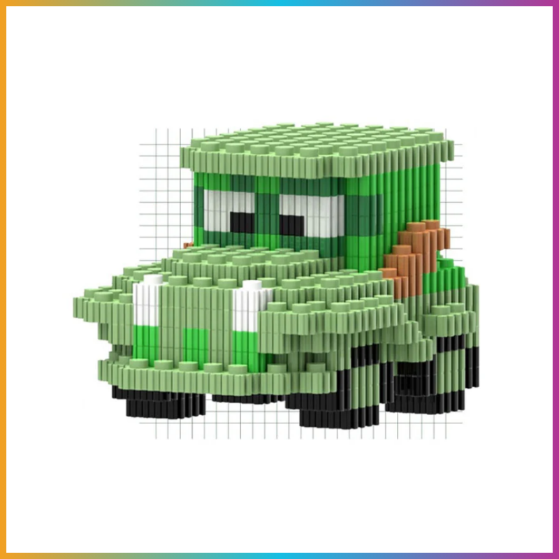 Mini Building Block Army Jeep – Green