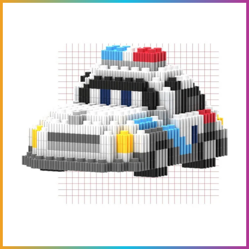 Mini Building Block Police Car – White