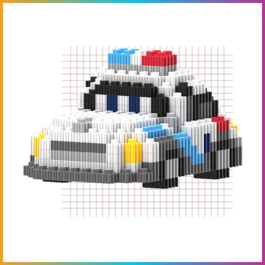 Mini Building Block Police Car – White